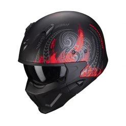Mentoniera Removibile Casco Scorpion Covert X Tattoo Nero Opaco Rosso