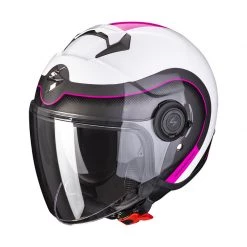 Policarbonato Casco Scorpion Exo City Roll Bianco Rosa