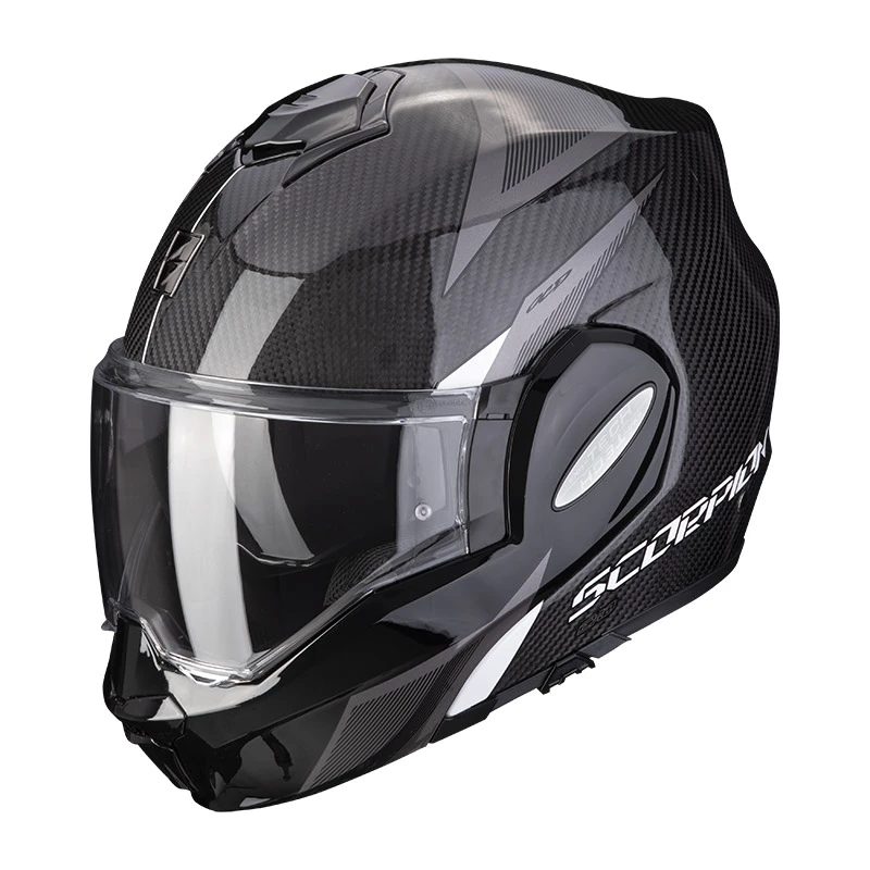 Fibra Casco Modulare Scorpion Exo Tech Carbon Top Bianco
