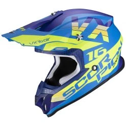 Policarbonato Casco Scorpion Vx-16 Air X Turn Blu Giallo Fluo