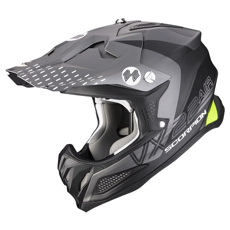 Fibra Casco Scorpion Vx-22 Air Ares Nero Opaco Argento
